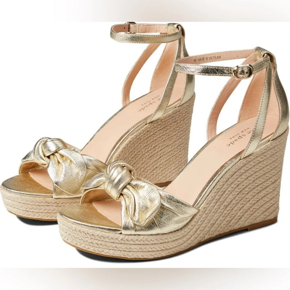 kate spade New York Wedge Sandals Sz. 9.5 Pale Gold - Picture 1 of 11